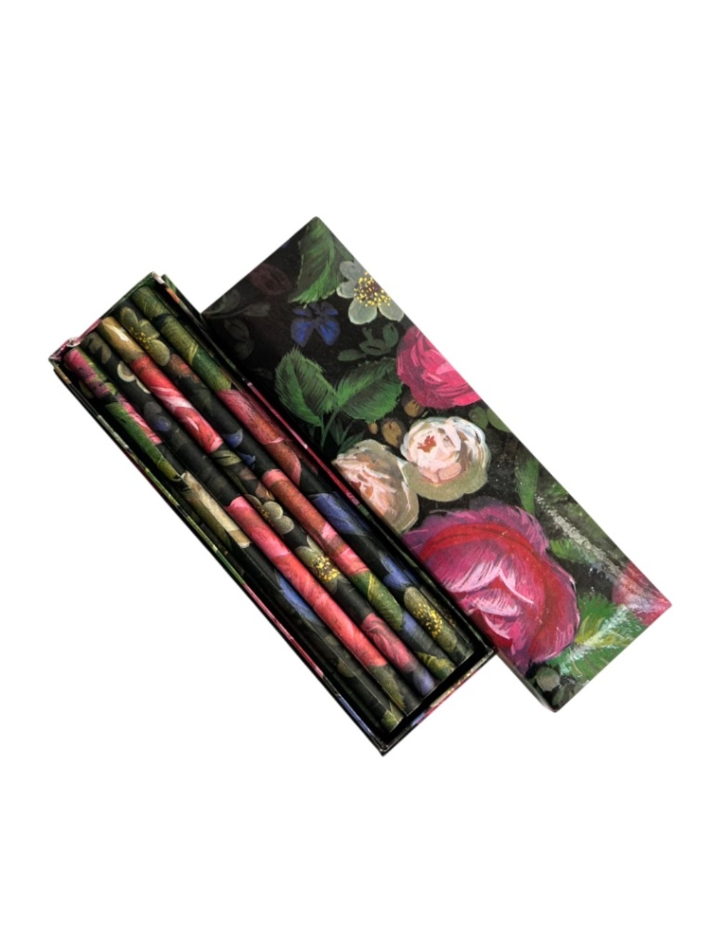 Nobel Set of Vintage Floral Wrapped Pencils in Decorative Box